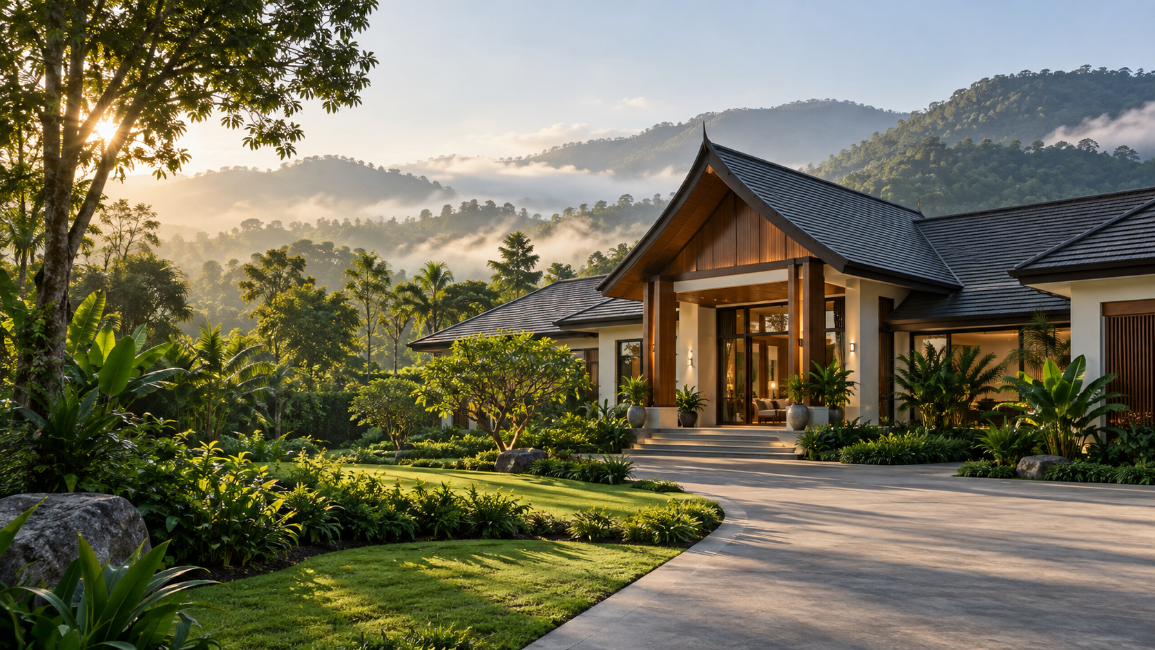 บ้านสไตล์ร่วมสมัยท่ามกลางภูเขาและธรรมชาติเชียงราย